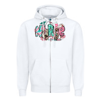 White floral nurse Zipper Hoodie - RanaPortraitStore