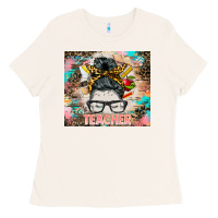Bone teacher messy bun tumbler Ladies Tee - BarkalooDesign