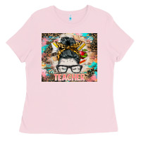 Teacher Messy Bun Tumbler Ladies Tee | Teevron