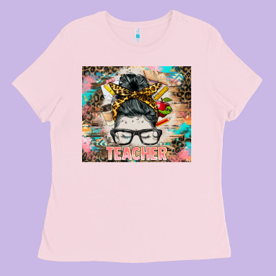 Teacher Messy Bun Tumbler Ladies Tee Designed By Barkaloodesign