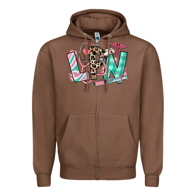 Floral Lpn Licensed Practical Nurse Zipper Hoodie by RanaPortraitStore | Teevron