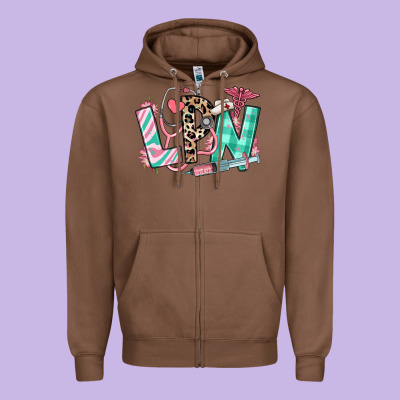 Zipper Hoodie floral lpn licensed practical nurse