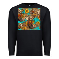 Black western boots and hat seamless pattern Premium Sweatshirt - HRA Design Shop