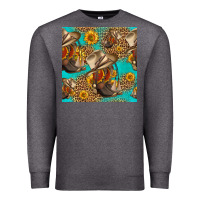Charcoal Heather western boots and hat seamless pattern Premium Sweatshirt - HRA Design Shop