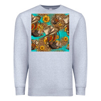 Heather Grey western boots and hat seamless pattern Premium Sweatshirt - HRA Design Shop