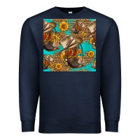 Navy western boots and hat seamless pattern Premium Sweatshirt - HRA Design Shop