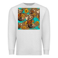 Oatmeal Heather western boots and hat seamless pattern Premium Sweatshirt - HRA Design Shop