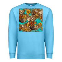 Ocean Blue western boots and hat seamless pattern Premium Sweatshirt - HRA Design Shop