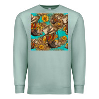 Seafoam western boots and hat seamless pattern Premium Sweatshirt - HRA Design Shop
