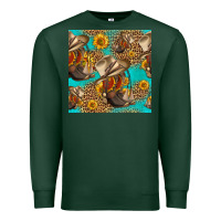 Sports Green western boots and hat seamless pattern Premium Sweatshirt - HRA Design Shop