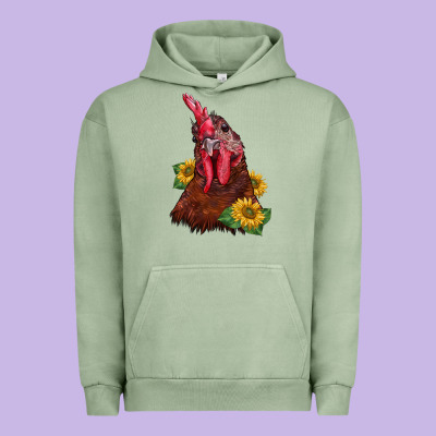 Rooster Sunflower Urban Hoodie Designed By Barkaloodesign