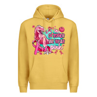Antique Gold dinosaur  in october we wear pink Premium Hoodie - AdoDesignShop