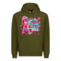 Army Green dinosaur  in october we wear pink Premium Hoodie - AdoDesignShop