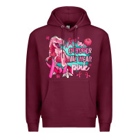 Burgundy dinosaur  in october we wear pink Premium Hoodie - AdoDesignShop