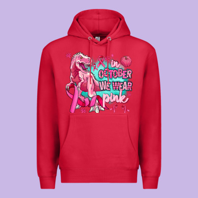 Dinosaur  In October We Wear Pink Premium Hoodie Designed By Adodesignshop