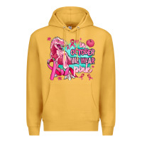 Mustard dinosaur  in october we wear pink Premium Hoodie - AdoDesignShop
