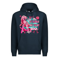Navy dinosaur  in october we wear pink Premium Hoodie - AdoDesignShop