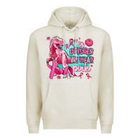 Oatmeal Heather dinosaur  in october we wear pink Premium Hoodie - AdoDesignShop