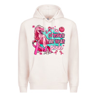 Pale Pink dinosaur  in october we wear pink Premium Hoodie - AdoDesignShop