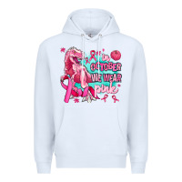 White dinosaur  in october we wear pink Premium Hoodie - AdoDesignShop