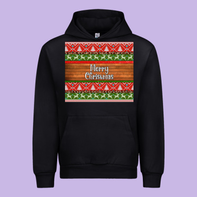 Merry Christmas Knitted Reindeer Pattern Urban Hoodie Designed By Jasminsmagicworld