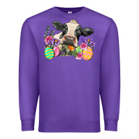 Purple Happy Easter Cow Easter Day Premium Sweatshirt - Neo Western