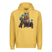 Antique Gold mama bear and baby bear Premium Hoodie - Artiststas