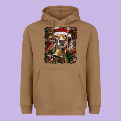 Christmas Heifer With Leoard And Cowhide Heavyweight Hoodie Designed By Ranaportraitstore