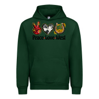 Forest Green peace love west Urban Hoodie - BarkalooDesign