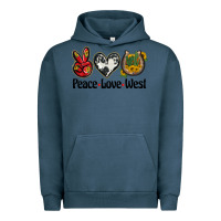 Pigment Midnight Navy peace love west Urban Hoodie - BarkalooDesign