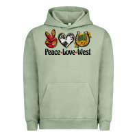 Pigment Oil Green peace love west Urban Hoodie - BarkalooDesign