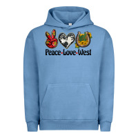 Pigment Pebble Blue peace love west Urban Hoodie - BarkalooDesign