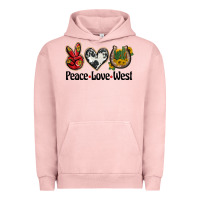Pigment Salmon peace love west Urban Hoodie - BarkalooDesign