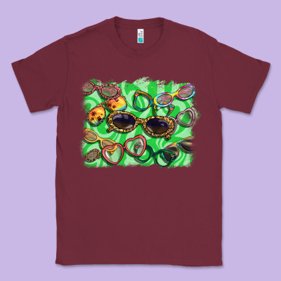 Sunglasses Background Classic Tee Designed By Barkaloodesign