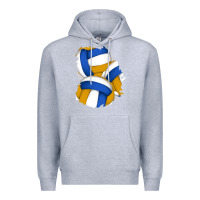 Heather Grey volleyball patch Premium Hoodie - AdoDesignShop