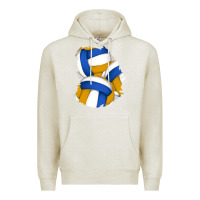 Oatmeal Heather volleyball patch Premium Hoodie - AdoDesignShop