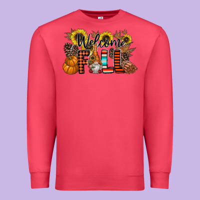 Welcome Fall Pumpkin Premium Sweatshirt Designed By Cowhidedigitalart