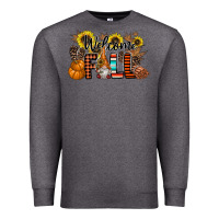 Charcoal Heather Welcome Fall Pumpkin Premium Sweatshirt - CowhideDigitalArt
