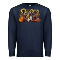 Navy Welcome Fall Pumpkin Premium Sweatshirt - CowhideDigitalArt