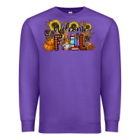 Purple Welcome Fall Pumpkin Premium Sweatshirt - CowhideDigitalArt