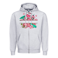 Heather Grey nurse flowers custom name design Zipper Hoodie - RanaPortraitStore