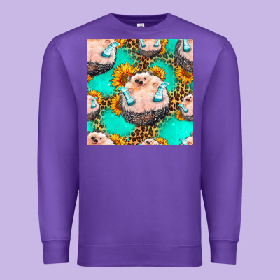 Hedgehog Western Seamless Pattern Premium Sweatshirt Designed By Hra Design Shop
