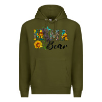Army Green blue mama bear with cute bear Premium Hoodie - Artiststas