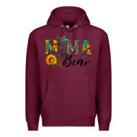 Burgundy blue mama bear with cute bear Premium Hoodie - Artiststas
