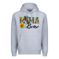 Heather Grey blue mama bear with cute bear Premium Hoodie - Artiststas
