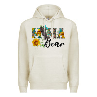 Oatmeal Heather blue mama bear with cute bear Premium Hoodie - Artiststas