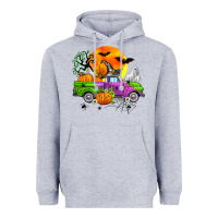 Heather Grey halloween farm truck Heavyweight Hoodie - Zillion Design Studio