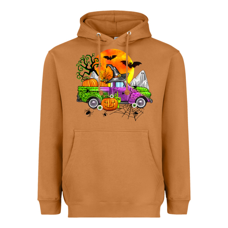 Halloween Farm Truck Heavyweight Hoodie by Zillion Design Studio | Teevron