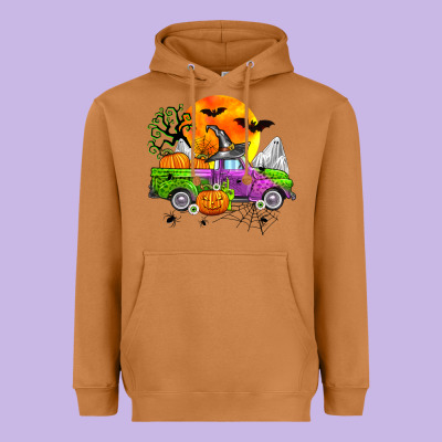 Halloween Farm Truck Heavyweight Hoodie Designed By Zillion Design Studio