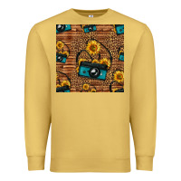 Antique Gold western sunflowers camera seamless pattern Premium Sweatshirt - HRA Design Shop